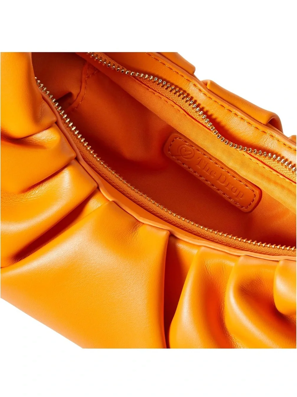 Chic Orange Gathered Shoulder Bag with Wristlet